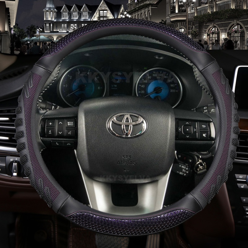 Bao Da Bọc Vô Lăng Xe Hơi Họa Tiết Sợi Carbon Cho Toyota Fortuner 2016-2019 2021 2022 Hilux 2015-2019 2020 2022