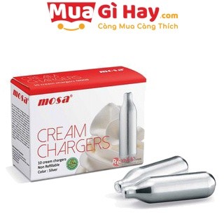 Hộp gas Mosa N2O (10 Viên) dùng cho bình xịt kem tươi - CAM KẾT XỊN - GÍA PHI LỢI NHUẬN Khách hàng yên tâm mua