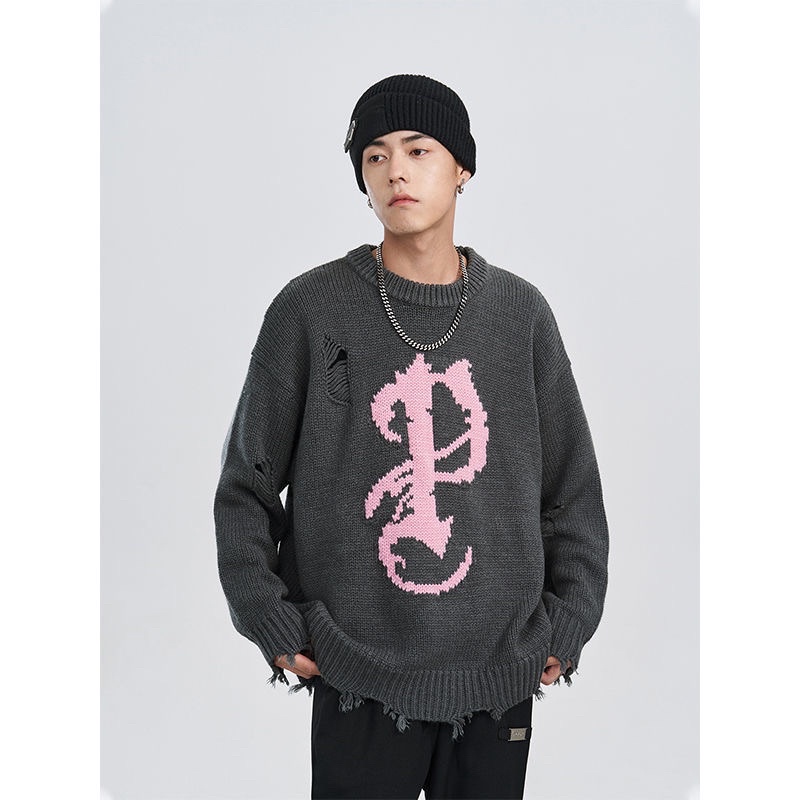 Áo len sweater phong cách retro Âu Mỹ - Áo len form rộng xu hướng đường phố thu đông