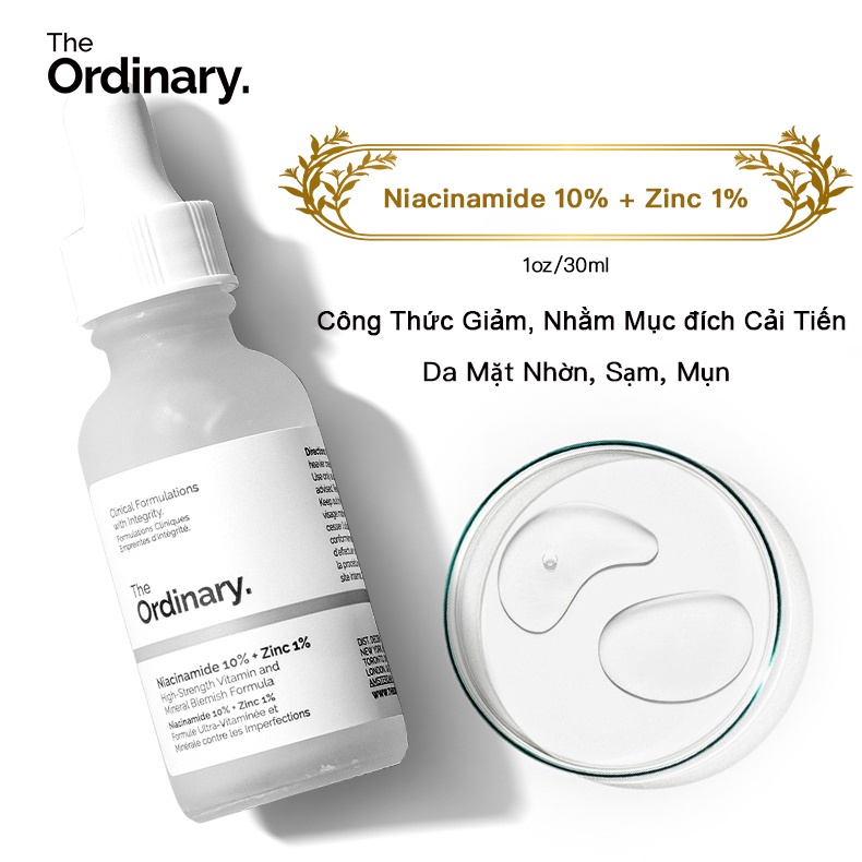 Tinh chất The Ordinary Niacinamide 10% + Zinc 1% - Giảm mụn thâm - TD Shop