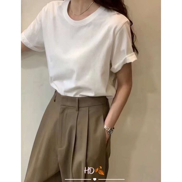 Áo thun trơn nữ basic cổ tròn chất mịn from dáng vừa hàng QC - hàng có sẵn