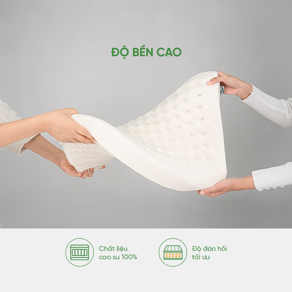 Gối ngủ cao su thiên nhiên Gummi Oren nâng đỡ cổ vai gáy tối ưu ngủ sâu chống ngáy hàng chính hãng Vua Nệm