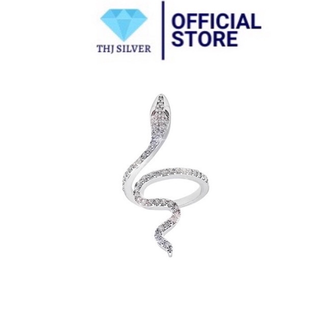 Nhẫn nữ bạc ta THJ- Nhẫn rắn nạm đá trẻ trung cá tính, chuẩn bạc ta
