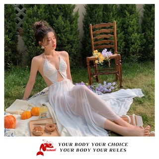 Set bikini một mảnh cổ yếm kèm chân váy voan trắng Hot Trend 2023 - M085 - Mermaid