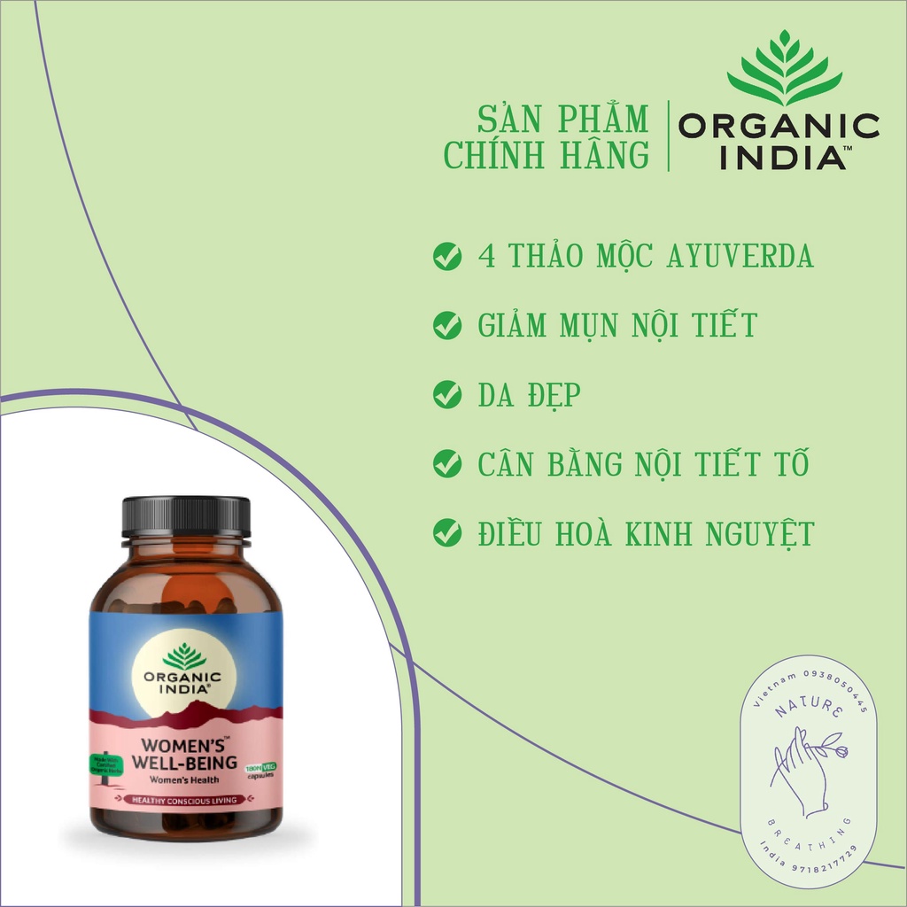 Viên Uống Cân Bằng Nội Tiết - Organic India Women's Well Being 60 Viên theo khoa học Ayurveda