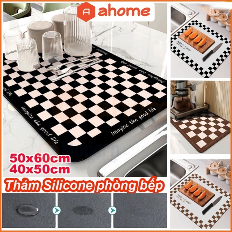 🇻🇳50x60cm🇻🇳Thảm Silicone Úp Chén Đĩa Ráo Nước Nhanh Khô Chống Trượt Tấm thảm lót bồn rửa chén chống trượt chống nước/Tấm Lót Bàn Ăn Hút Tốt Chống Lạnh Cao