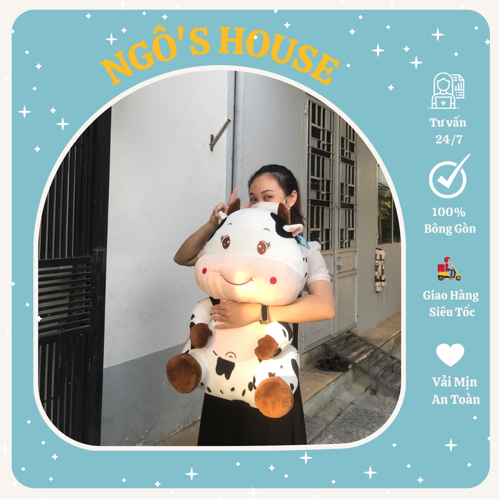 Thú nhồi bông bò sữa ngồi cao cấp/ Gấu bông bò sữa dễ thương - NGỐ'S HOUSE