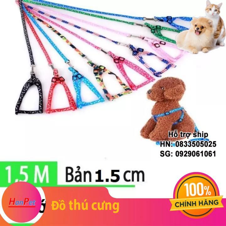 Hanpet-SP352 - Dây vải yên ngựa ( 2 size) dây dắt chó mèo bằng vải 1 lớp-HP10744TC
