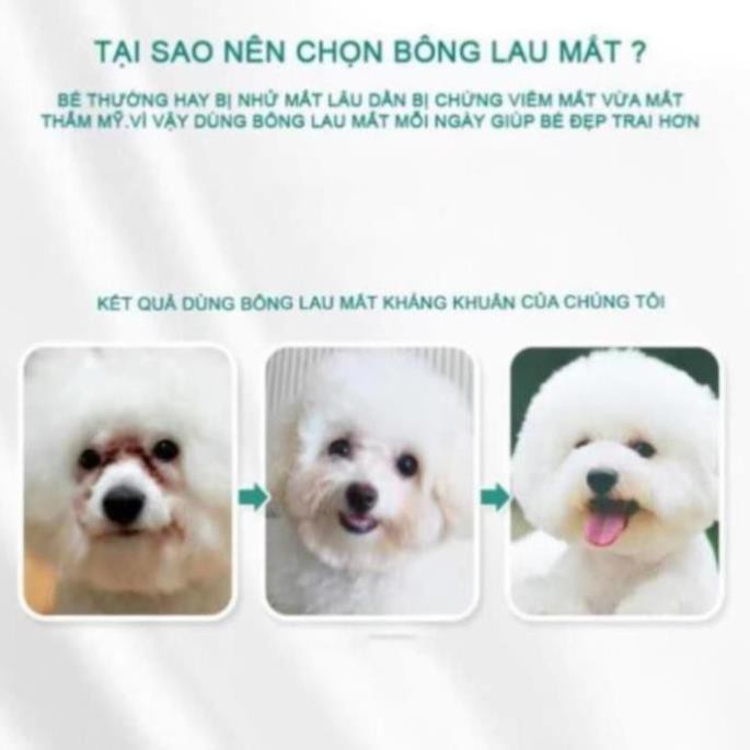 (Hộp 130 chiếc) Khăn lau mắt chó mèo (Dùng lau mắt và tai ố bẩn cho thú cưng) Tinh chất lô hội - Mềm và An toàn cho mắt