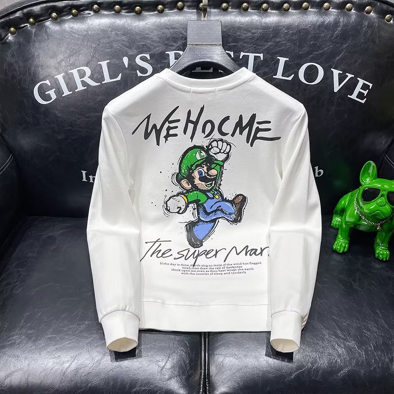 Áo Sweater Tay Dài Dáng Ôm In Họa Tiết Hoạt Hình Và Chữ Phong Cách Đường Phố Thời Trang Xuân Thu Cho Nam