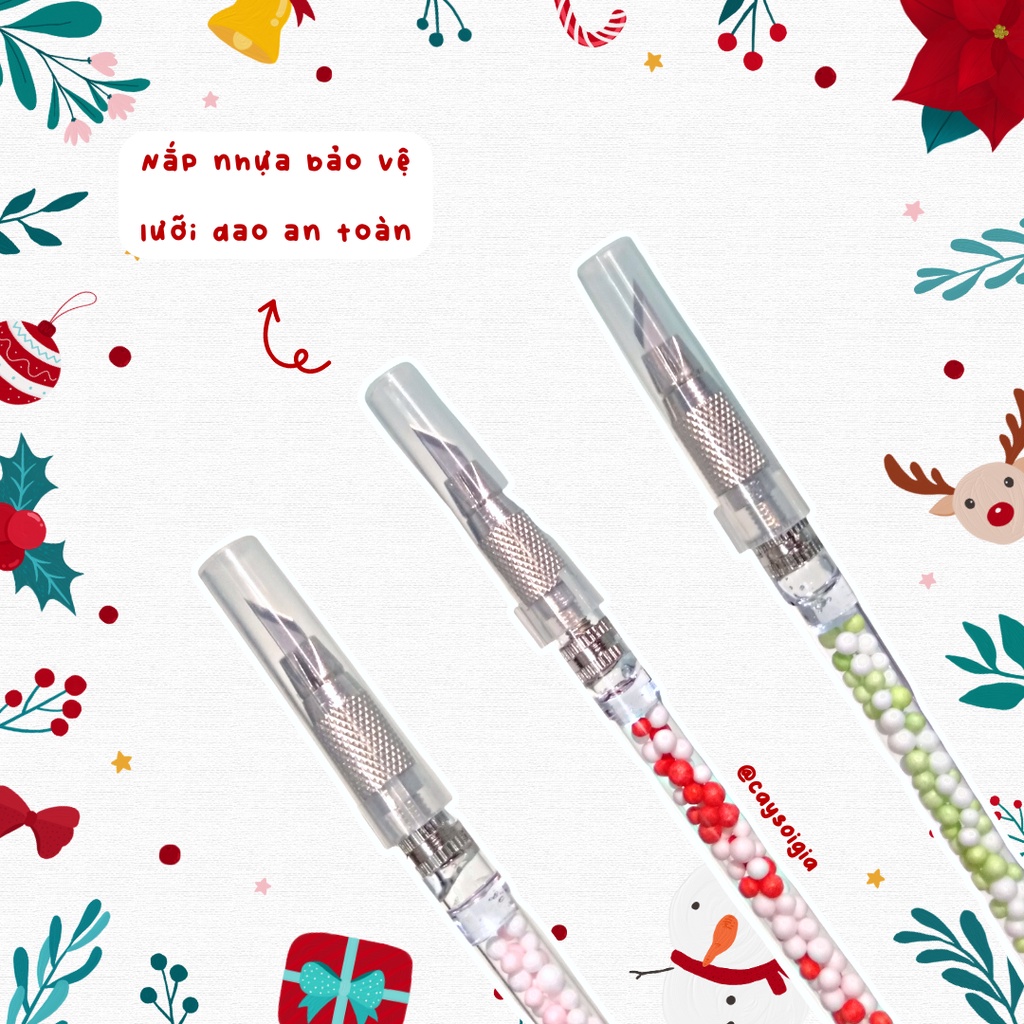 S111 - Bút dao rọc giấy thú Giáng Sinh Noel dễ thương unbox đơn hàng, cắt sticker băng dán washi tape - Cây Sồi Già