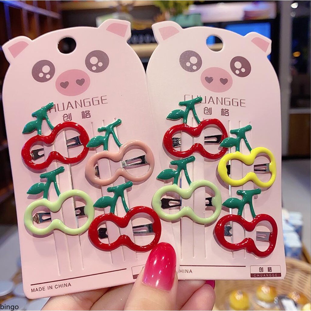 Bộ 4 Kẹp Tóc Hình Trái cherry Xinh Xắn Cho Bé Gái