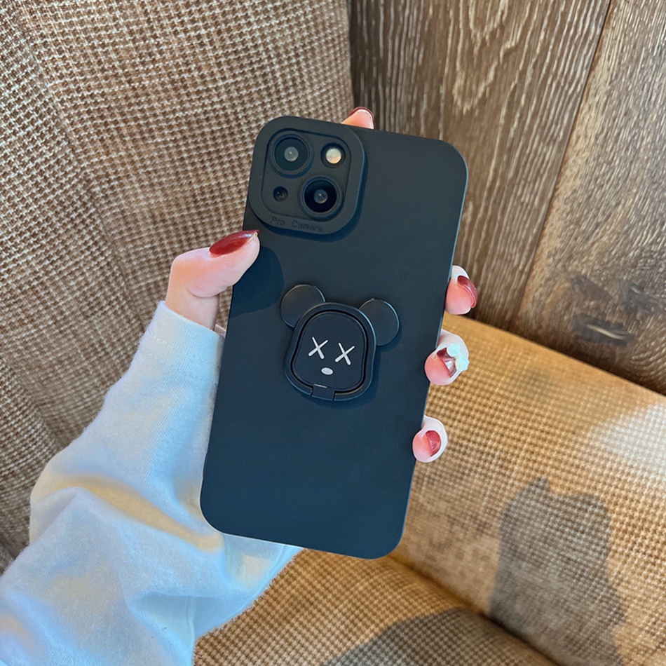 Ốp Điện Thoại Silicon Dẻo Kèm Giá Đỡ Hình Gấu Cho iPhone 14 13 12 11 Pro MAX Mini X XR XS MAX 6 6S 7 8 Plus SE 2020 2022