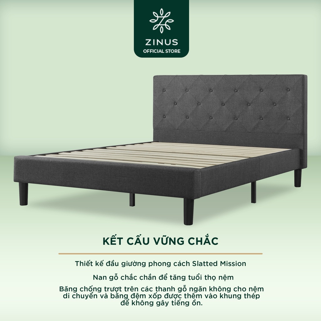Giường Vải Bọc Nệm Zinus - Vertically Cushioned Platform Bed