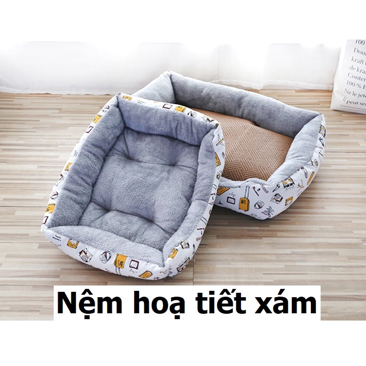 GoVap-- Nệm ngủ mùa đông, nệm hình chữ nhật có thành, thảm ngủ ấm áp cho chó mèo (3 size S,M,L) nhà nệm chó /