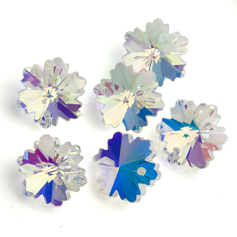 Túi 28 Hạt Pha Lê Hình Bông Tuyết 14mm Làm Trang Sức