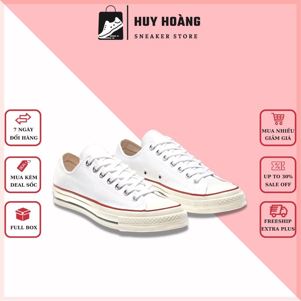 Giày Thể Thao Nam Nữ 𝗖𝗼𝗻𝘃𝗲𝗿𝘀𝗲 𝗔𝗹𝗹 𝗦𝘁𝗮𝗿 𝟭𝟵𝟳𝟬𝘀 - Giày CV 1970s Trắng Thấp Bản Siêu Cấp Full Bill Box
