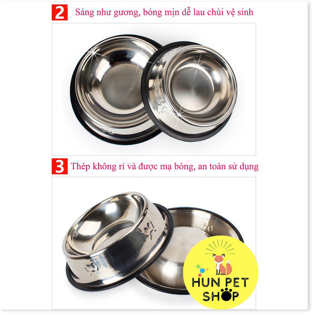 Hanpet.GV- [XẢ HÀNG] Bát Đựng Thức Ăn Inox Không Màu Cho Chó Mèo- SHOP