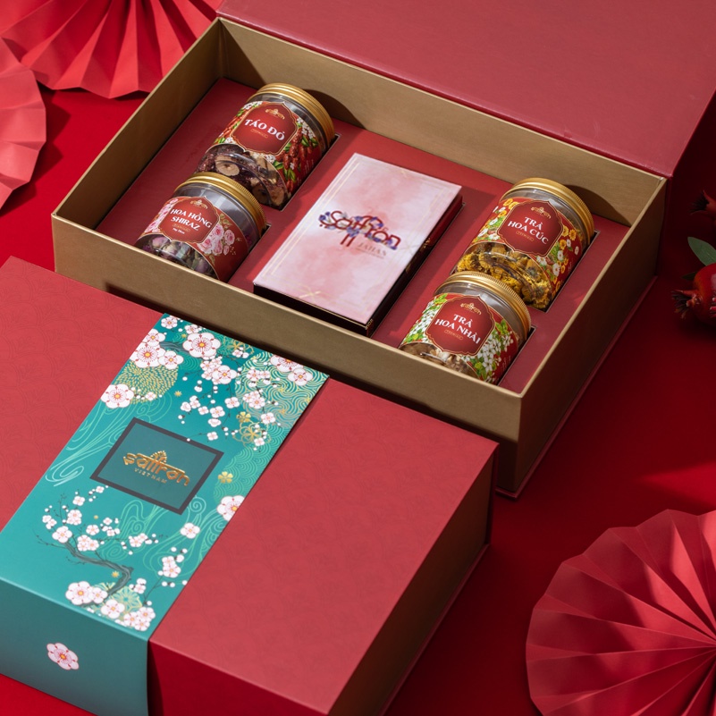 Sét quà nhụy hoa nghệ tây Saffron Jahan gồm nhụy hoa nghệ tây và trà hoa