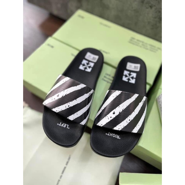 🔥HÀNG Quảng Châu🔥Dép HƯỞNG ĐÁ ,dép quai ngang off white nam nữ màu đen siêu đẹp