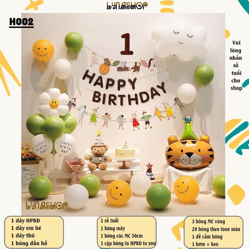 Set bóng trang trí sinh nhật bé - mẫu cọp,hổ-Bong bóng sinh nhật