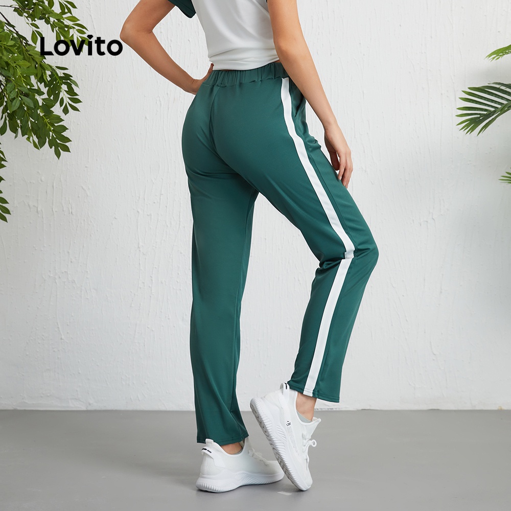 Quần dài thể thao Lovito phối màu tương phản có túi L09023