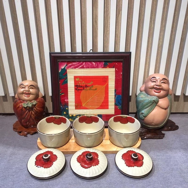 Hũ mứt hũ bánh kẹo Tết kèm khay gỗ