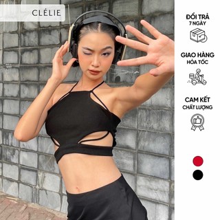 Áo croptop cổ yếm | lan top - clélie