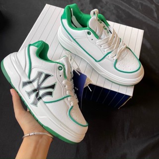 Giày MLB Chunky NY chữ xanh hàng 11 full box, Giày thể thao nam nữ JD Sneaker ulzzang đi học độn đế tăng chiều cao