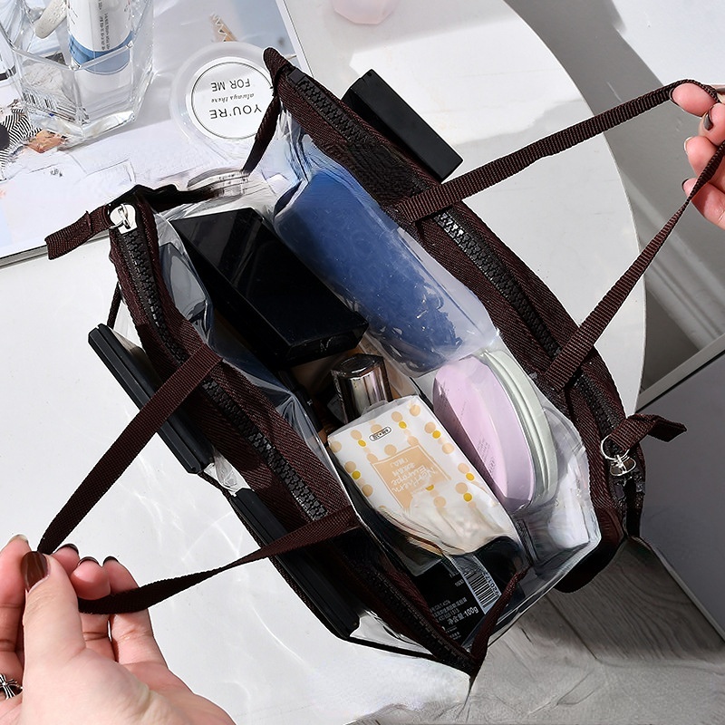 Túi Đựng Mỹ Phẩm Bằng EVA Trong Suốt Hai Lớp Có Khóa Kéo Tiện Dụng