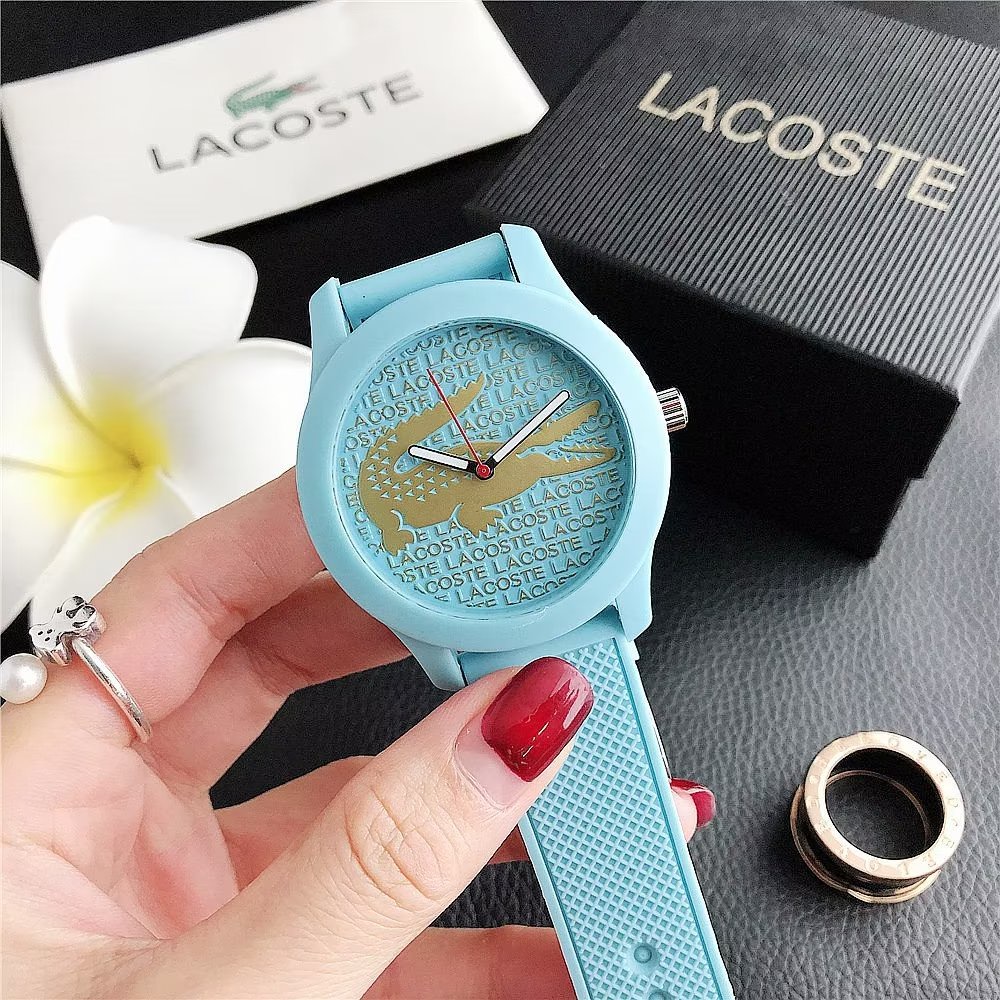 Đồng Hồ Đeo Tay Lacoste Mặt Tròn Đính Kim Cương Dây Da Dành Cho Cặp Đôi