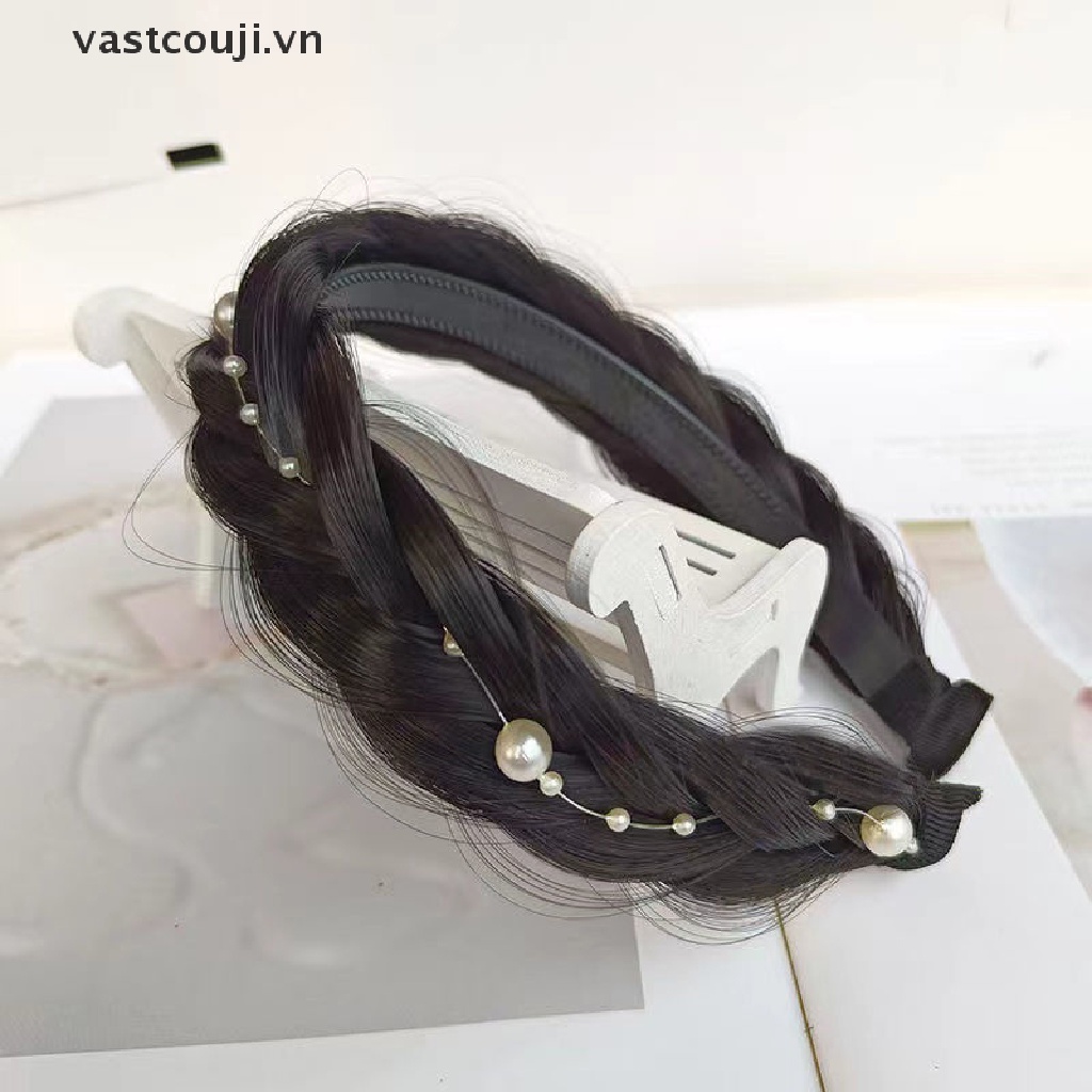 Cài Tóc Dạng Tóc Giả Thắt Bím Handmade Đính Ngọc Trai Phong Cách Retro Cho Nữ
