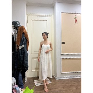 Váy đầm maxi 2 dây dập li dáng dài