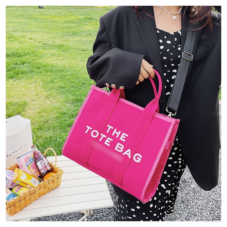 Túi Tote Đeo Chéo Vai Bằng Vải Bạt In Chữ Thời Trang Mùa Hè 2023