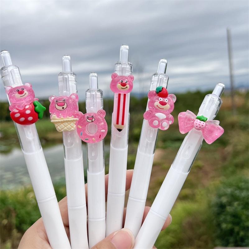 Bút Bi Hình Gấu Dâu Tây Nhiều Kiểu Dáng Dễ Thương Chất Lượng Cao