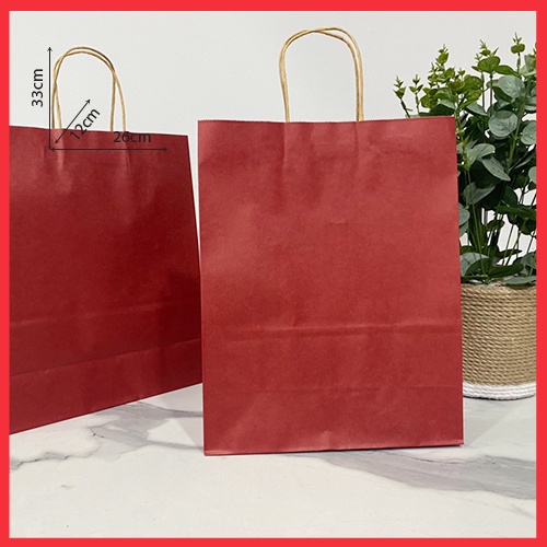 10 TÚI KRAFT ĐỎ ĐẬM 26X33X12CM  - TÚI ĐỨNG