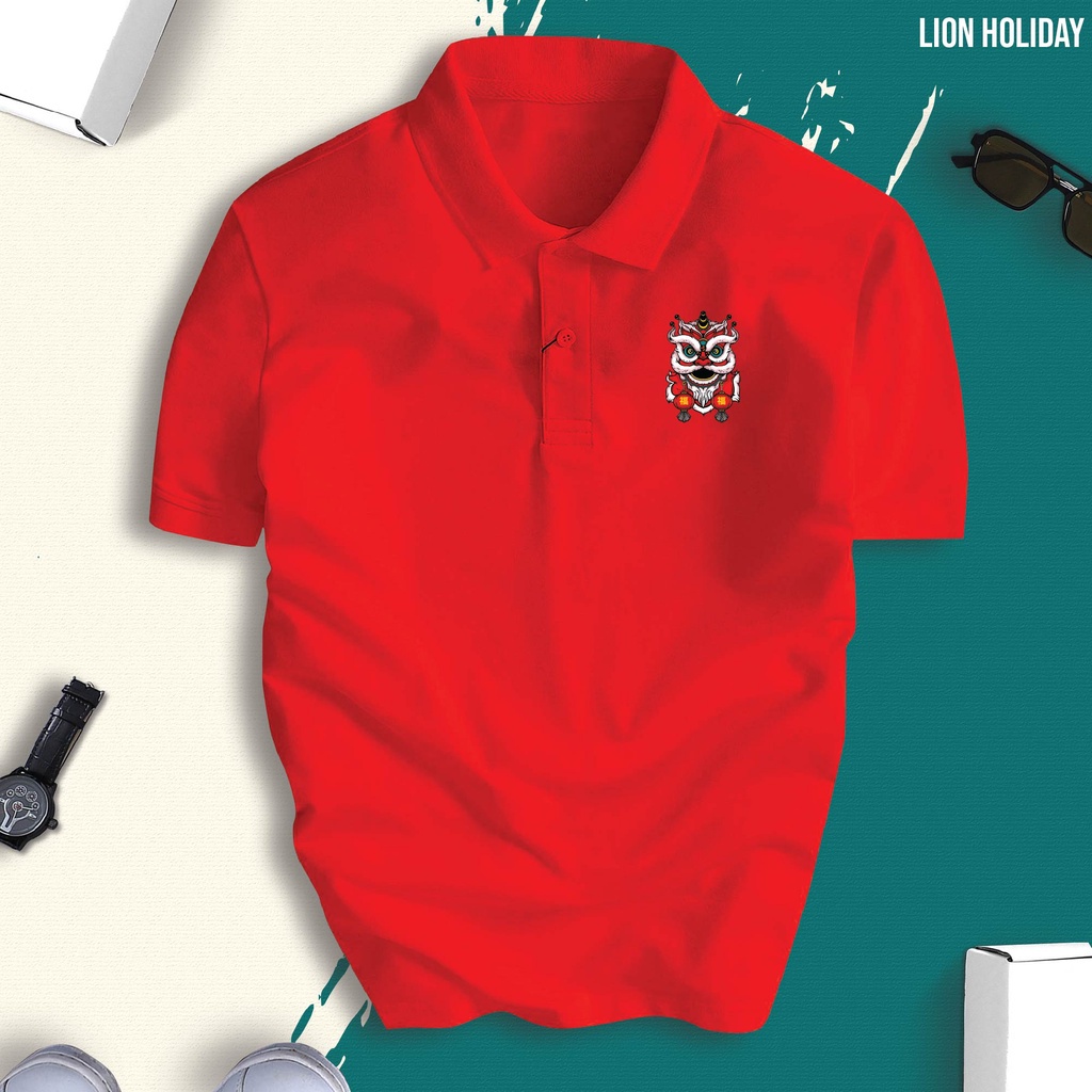 Áo Polo TẾT CON LÂN nam nữ cổ bẻ vải xịn Unisex, trẻ trung, thanh lịch LION HOLIDAY