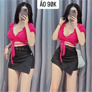 áo kiểu nữ phối ren ren quấn eo a22