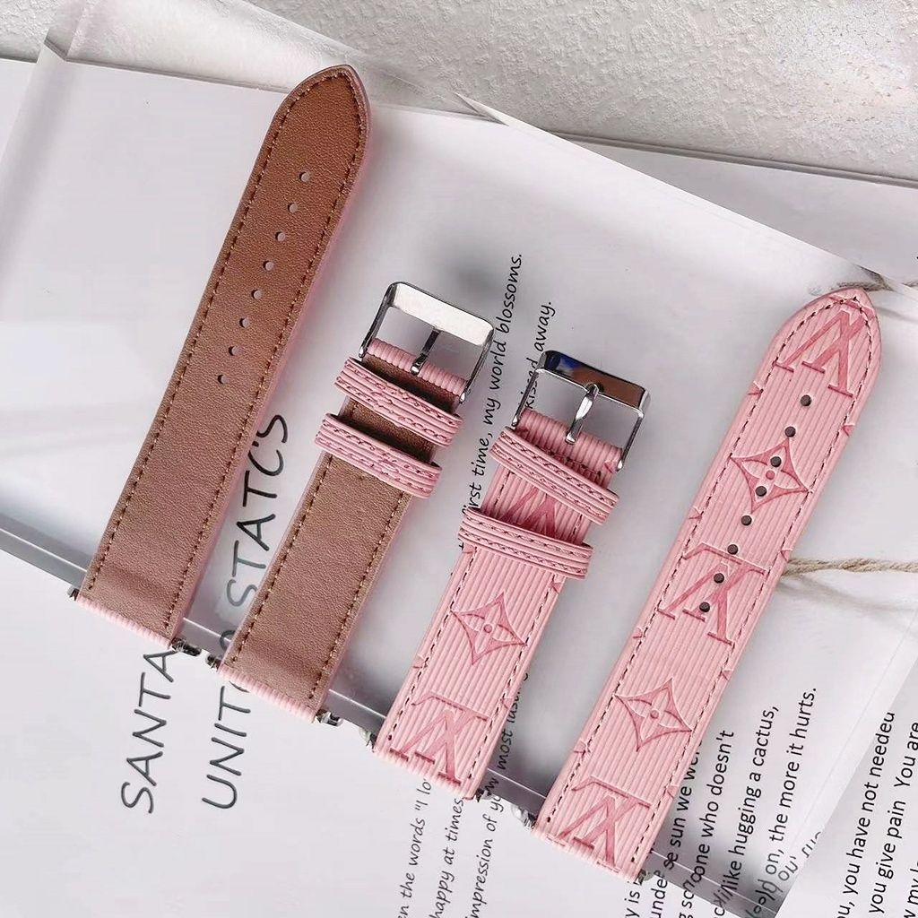 Dây Đeo Bằng Da Màu Hồng Kiểu Mới Cho Đồng Hồ Thông Minh GG-L / V 7 / 8 / 2 / 3 / 4 / 5 / 6 / SE iwatch 45 / 44 / 42 / 41 / 40 / 38mm