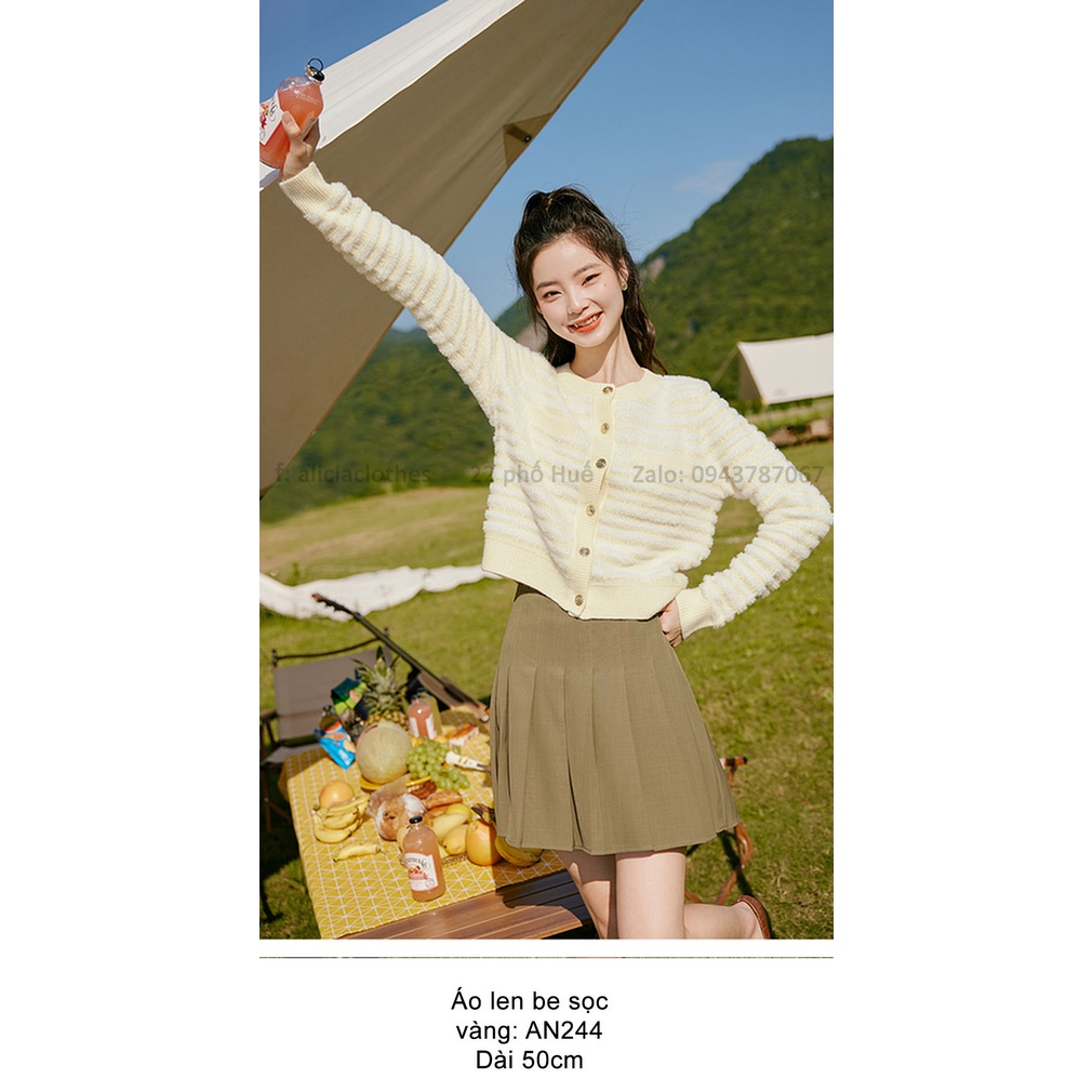 Áo len cài cúc Seifini có thể mặc thành dáng cardigan khi không cài cúc rất tiện.