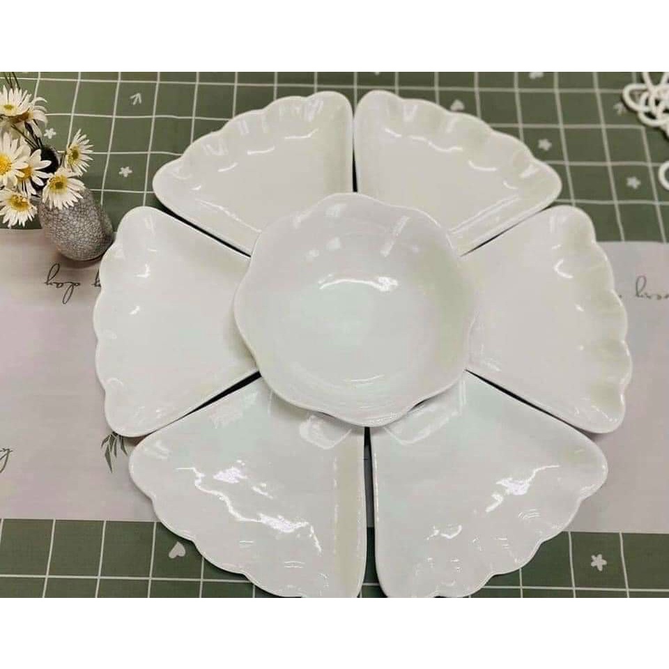 Bộ bát đĩa mâm cơm  hoa mặt trời  7 món hàng loại 1 đẹp dày dặn,
