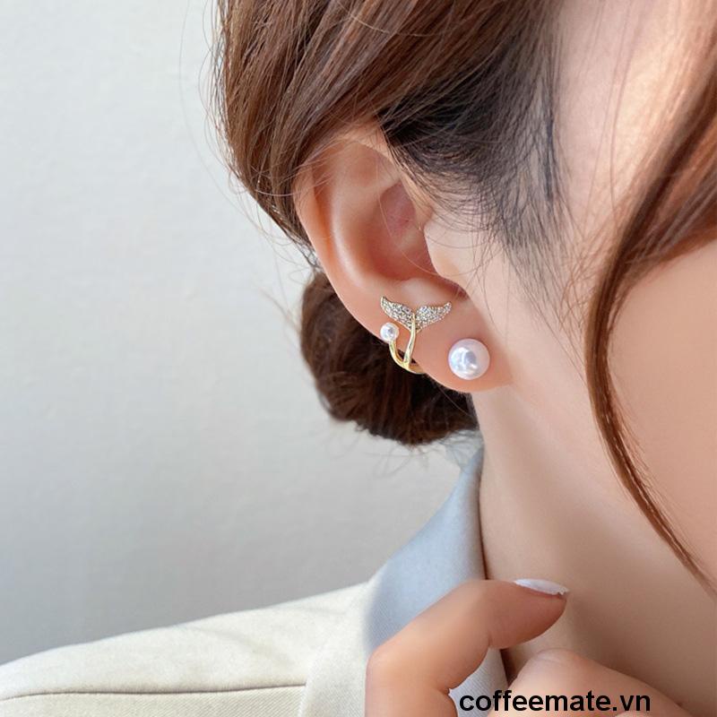 【coffeemate】⚡ Bông tai nữ khuyên tai nữ dáng ngắn đuôi cá thanh lịch giá rẻ lolita xinh xắn dễ thương dịu dàng