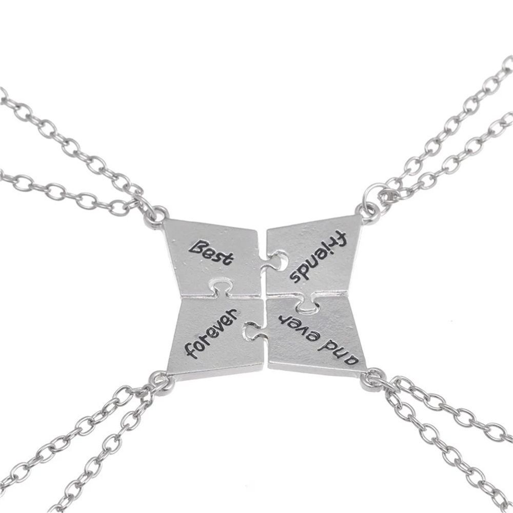 Set 4 Vòng cổ Mặt Kim Loại Khắc Chữ Best Friend Forever and Ever Thời Trang Cho Nam Và Nữ