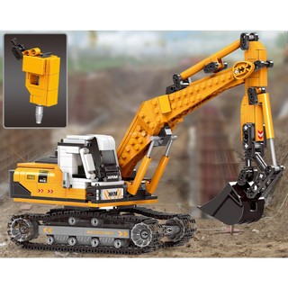 Bộ 722 khối lắp ráp mô hình máy xúc moc technic city mới