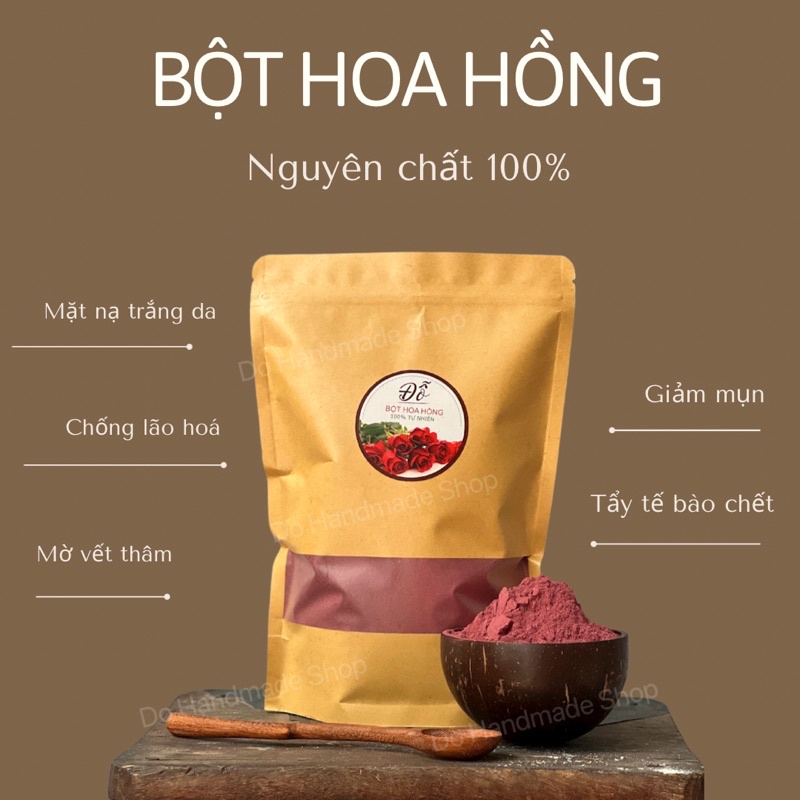100G; 250G Bột hoa hồng nguyên chất 100% Handmade , dưỡng trắng da, chống lão hoá, mờ thâm