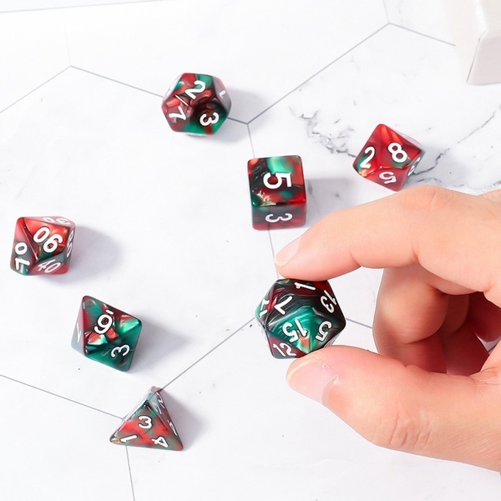 Bộ 7 Viên Xúc Xắc Bằng Polyhedral Lấp Lánh DND Bằng Acrylic Tiện Dụng Cho Gia Đình