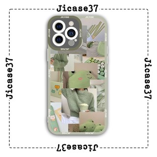 Ốp lưng iphone và samsung xiaomi oppo cạnh vuông Jicase hoạ tiết ếch xanh 
