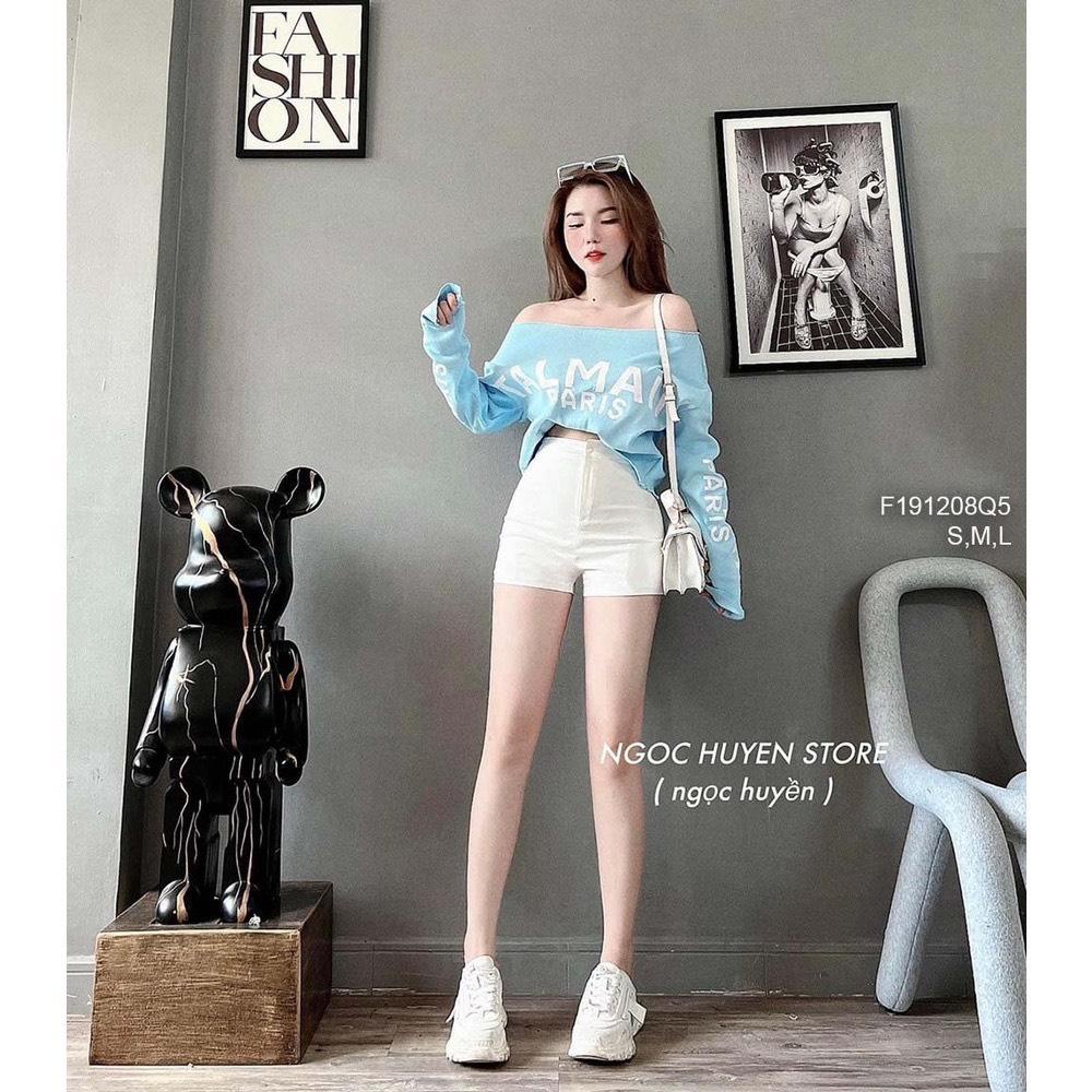 Quần Short Trắng Co Giãn Form Ôm Lưng Cao