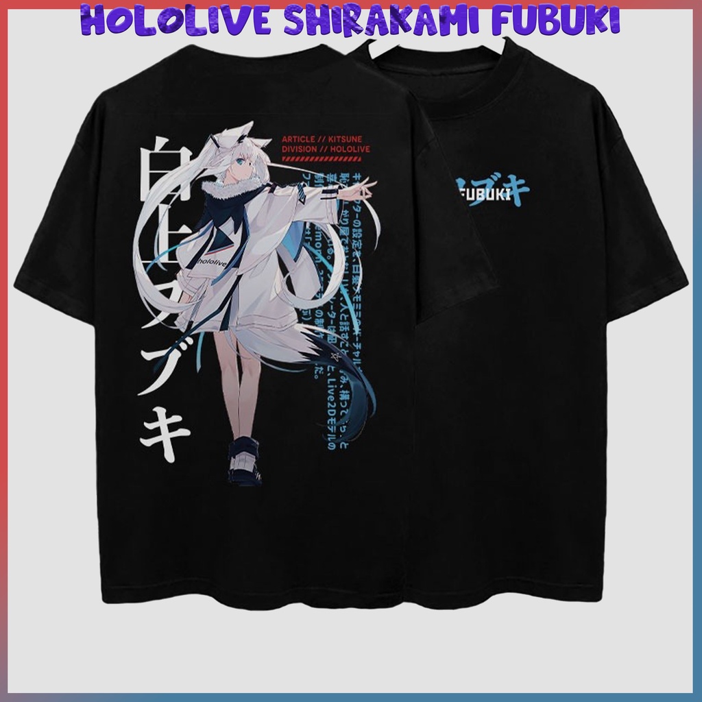 Áo thun Hololive Shirakami Fubuki ngắn tay mẫu in 2 mặt