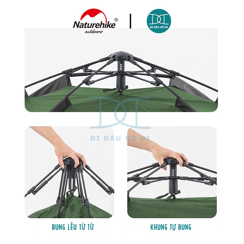 Lều tự bung 4 người chính hãng Naturehike, chống nước dễ dàng lắp đặt NH21ZP008